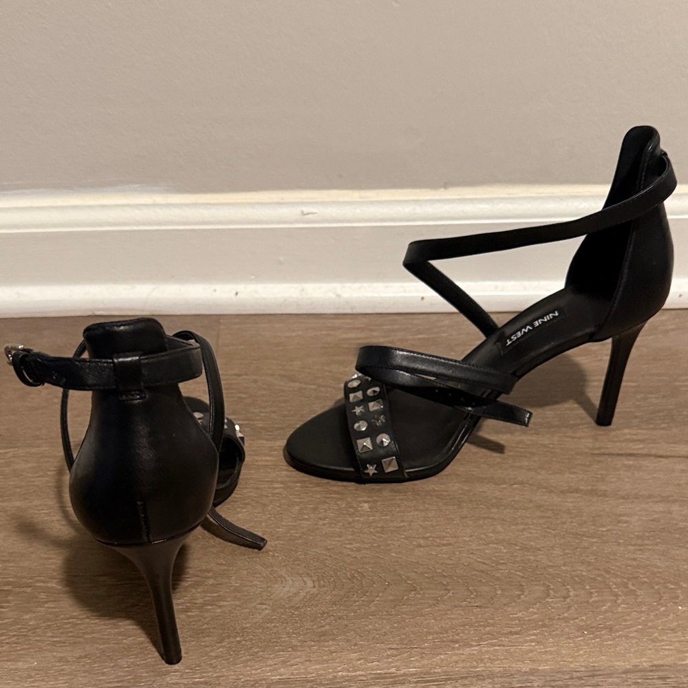 Nine West Black Heels with Studded Straps